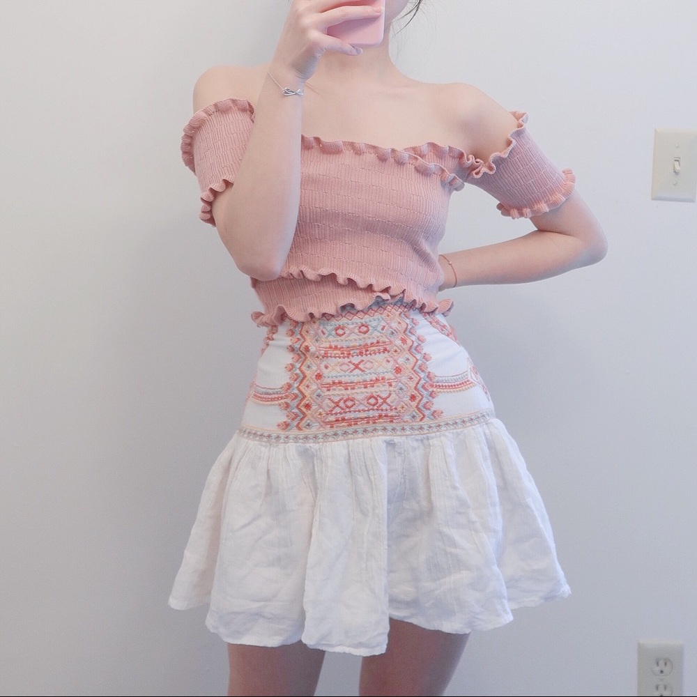 Zara Embroidered Mini Skirt